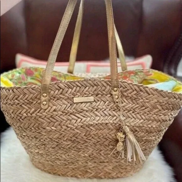 Lilly pulitzer straw tote sale
